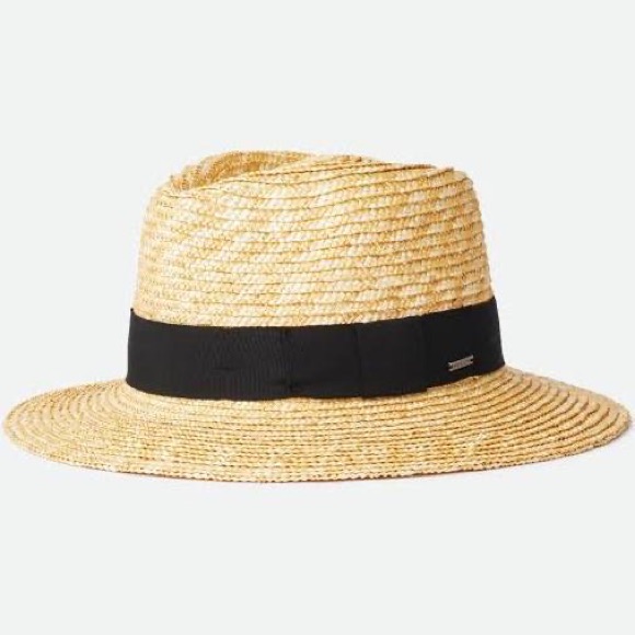 Brixton Joanna Natural Straw Hat Fedora With Black Band